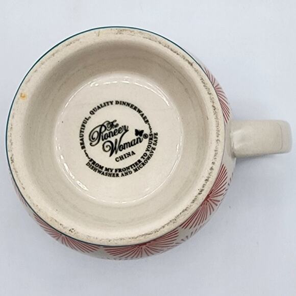 The Pioneer Woman Turquoise Blue Red Starburst Ceramic Dinnerware Coffee Tea Mug - Picture 8 of 8